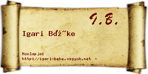 Igari Béke névjegykártya